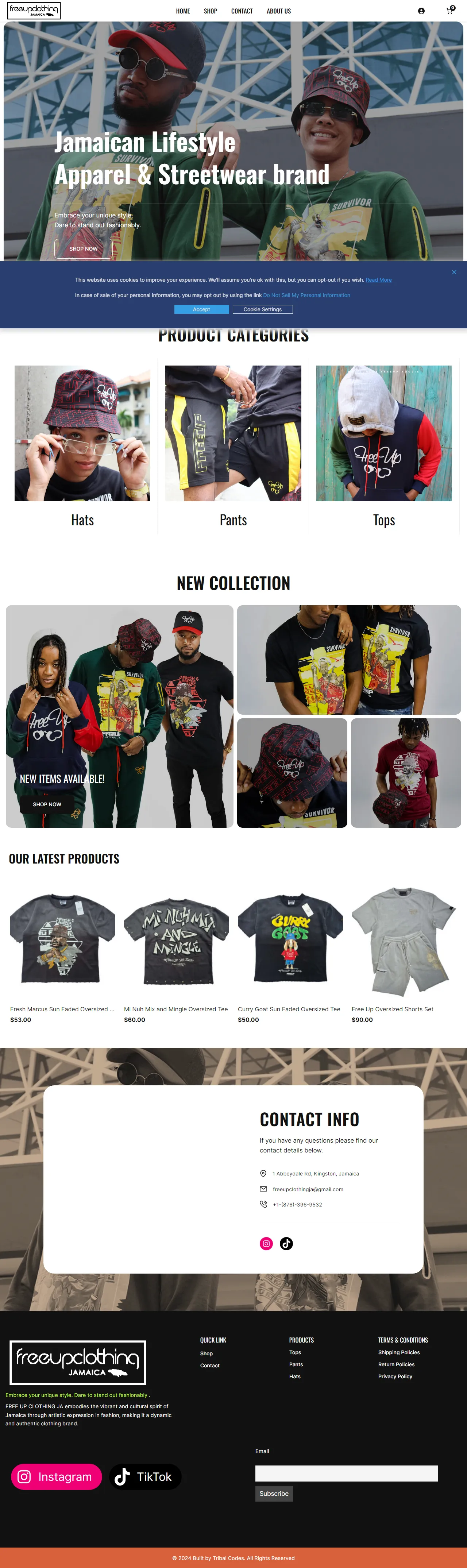 FreeUp Clothing JA e-commerce store