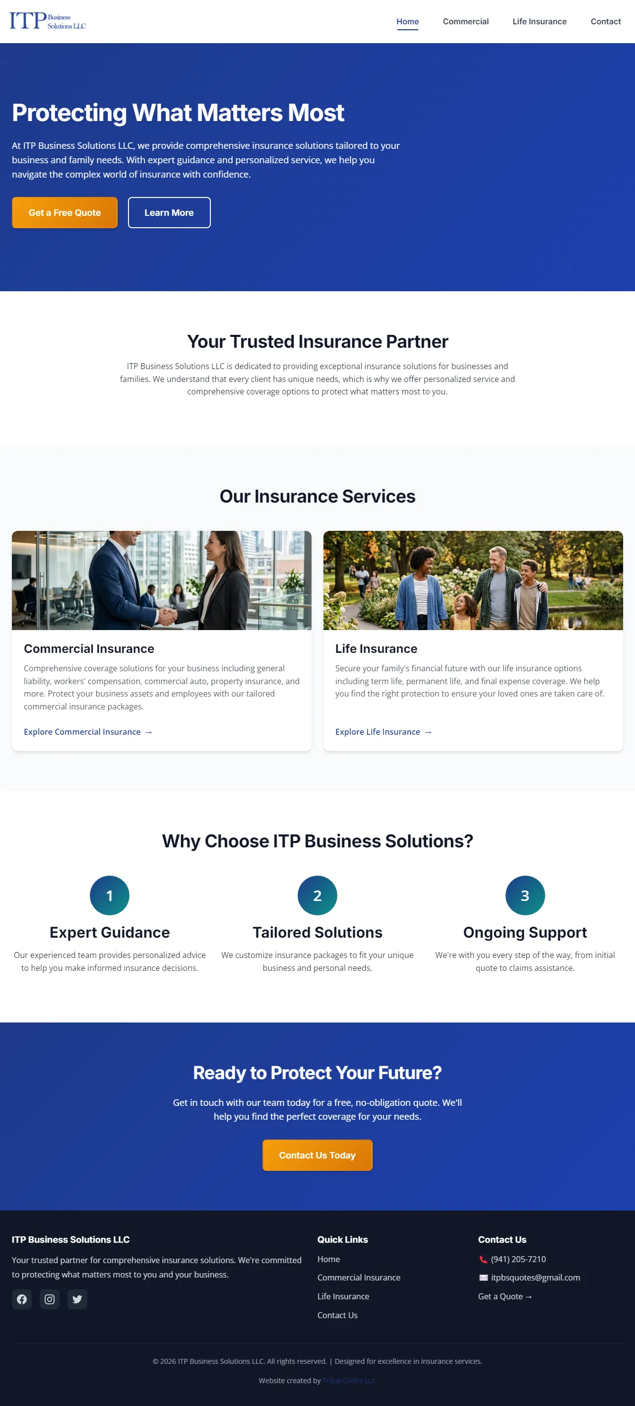 ITP Business Solutions insurance services website